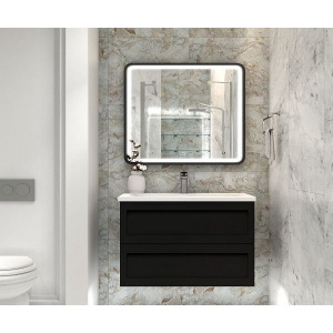 Купить Тумба с раковиной Art&Max Platino 100, подвесная, черная матовая в Москве с доставкой Тумба с раковиной Art&Max Platino 100, подвесная, черная матовая