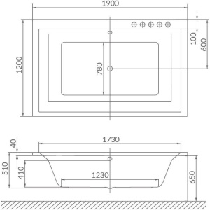 Акриловая ванна Excellent Crown Lux WAEX.CRO19.ULTRA 190x120 см, с гидромассажем, с каркасом, со сливом-переливом