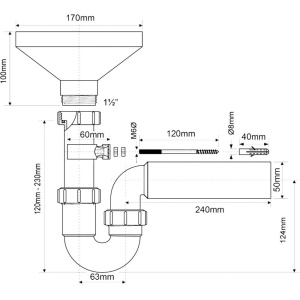 Сифон для раковины McAlpine HC7-FUN, с разрывом струи