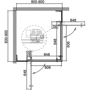 Душевой уголок Cezares Slider A 2 80/90 BR Cr профиль хром, стекло бронза
