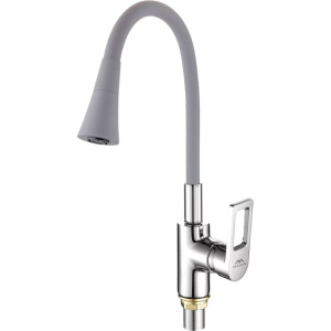 Смеситель для кухни Fashun A4253+B17 с гибким изливом, хром, серый