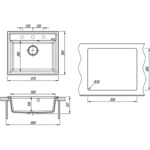Купить Мойка кухонная Lemark Hanka 570 9910014 бежевая в Москве с доставкой Мойка кухонная Lemark Hanka 570 9910014 бежевая