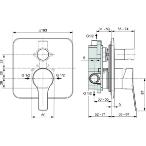 Смеситель для ванны с душем Ideal Standard Entella A6949AA С ВНУТРЕННЕЙ ЧАСТЬЮ