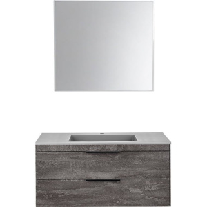 Тумба с раковиной Vincea Chiara 2D 100, 2 ящика, камень, с серой раковиной