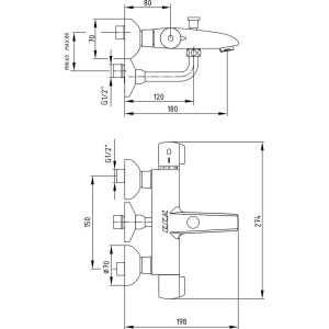 Купить Термостатический смеситель E.C.A. Thermostatic 102102340EX для ванны и душа в Москве с доставкой Термостатический смеситель E.C.A. Thermostatic 102102340EX для ванны и душа