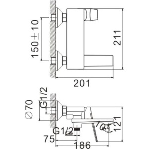 Смеситель для ванны с душем BELZ B60533 хром