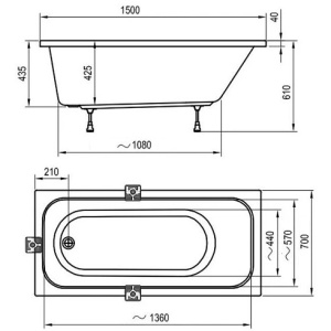 Акриловая ванна Ravak Domino 150х70 C641000000 белая