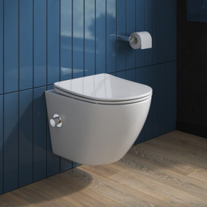 Комплект Унитаз подвесной BelBagno Uno BB3105CHR-BS/SC с микролифтом, со смесителем и функцией биде + Шумоизоляция Geberit + Инсталляция Duofix Delta 458.163.21.1 с кнопкой смыва, хром