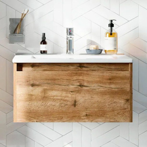 Мебель для ванной STWORKI Карлстад 60 дуб рустикальный, в стиле лофт, под дерево, подвесная (гарнитур, комплект)