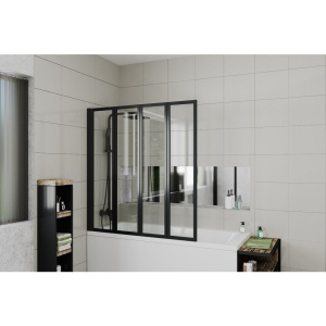 Шторка на ванну Ceruttispa Bouna-B 130 см, профиль черный