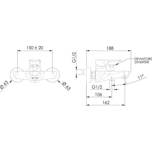 Купить Смеситель для ванны с душем Remer Infinity I05 в Москве с доставкой Смеситель для ванны с душем Remer Infinity I05