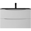 Тумба с раковиной BOND Cube, 80 подвесная, белая матовая, черная раковина