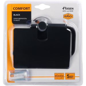 Держатель туалетной бумаги Fixsen Comfort Black FX-86010 с крышкой, черный