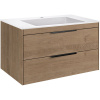 Тумба с раковиной Vincea Chiara 2D 80, 2 ящика, натуральный дуб, с белой раковиной