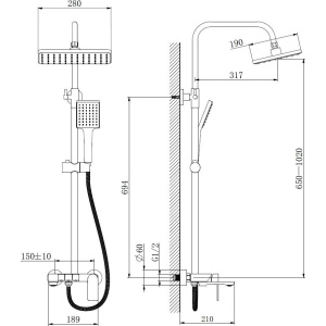 Душевая стойка Haiba HB24639-7 черный