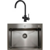 Комплект Мойка кухонная Kaiser KSM-6046 черная + Смеситель Merkur 26744-9 черный