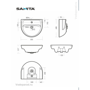 Раковина подвесная Sanita Эталон 55 WB.PD/Etalon/55-C/WHT.G/S1 белая