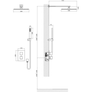 Душевой комплект D&K Bayern.Liszt DA2515705A04 С ВНУТРЕННЕЙ ЧАСТЬЮ, черный
