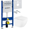 Комплект Унитаз подвесной BelBagno Uno + Шумоизоляция Geberit + Инсталляция Duofix Delta 458.149.21.1 с кнопкой смыва, хром