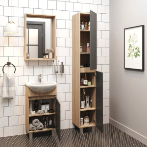 Мебель для ванной комнаты Onika Милтон 45 напольная, серая, дуб сонома