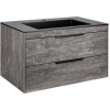 Тумба с раковиной Vincea Chiara 2D 80, 2 ящика, камень, с черной раковиной