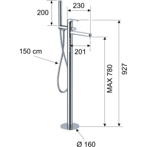 Напольный смеситель для ванны с душем Remer Class Line L08 С ВНУТРЕННЕЙ ЧАСТЬЮ