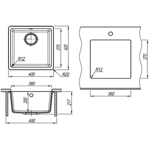 Купить Мойка кухонная Lemark Sinara 400-U 9910063 грей в Москве с доставкой Мойка кухонная Lemark Sinara 400-U 9910063 грей