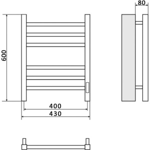 Полотенцесушитель электрический Ника Step 1 60/40, матовый черный RAL9005