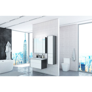 Купить Шкаф-пенал Roca Ronda белый глянец, антрацит, R в Москве с доставкой Шкаф-пенал Roca Ronda белый глянец, антрацит, R