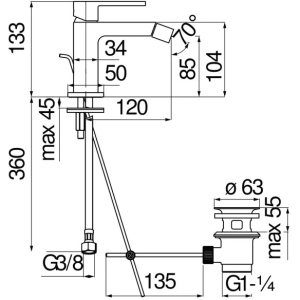 Смеситель для биде Nobili Up UP94119/1CR Chrome