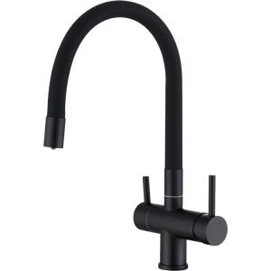 Купить Комплект Мойка кухонная Ulgran U-406 -308 черная + Смеситель Domaci Равенна DCB 3015 черный, с гибким изливом в Москве с доставкой Комплект Мойка кухонная Ulgran U-406 -308 черная + Смеситель Domaci Равенна DCB 3015 черный, с гибким изливом