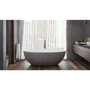 Ванна из искусственного камня WHITECROSS Diamond 170x85 см, отдельностоящая, овальная, с донным клапаном, белый глянец