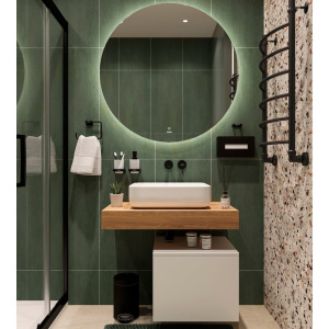 Столешница STWORKI Ольборг 80 дуб французский, без отверстий, с тумбой 50, с раковиной STWORKI Soul 1 белой