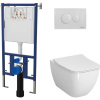 Комплект Унитаз подвесной VitrA Shift 7742B003-0075 белый глянцевый + Крышка DIWO Шифт 0405 с микролифтом + Инсталляция + Кнопка 7310 белая