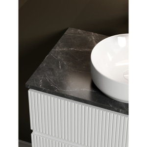 Купить Тумба с раковиной Sancos Snob T 80 см, bianco, столешница черный мрамор, раковина CN6005 в Москве с доставкой Тумба с раковиной Sancos Snob T 80 см, bianco, столешница черный мрамор, раковина CN6005