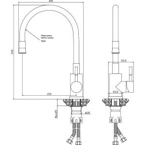 Смеситель для кухни Olive'S Balear 13435-3BLG серый с гибким изливом