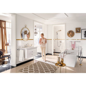 Напольный смеситель для ванны с душем Hansgrohe Metropol Classic 31445090 хром - золото