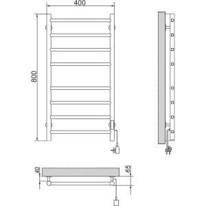 Полотенцесушитель электрический Ника Way 2, 80/40, хром