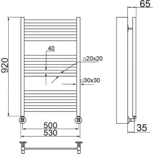 Полотенцесушитель водяной Ника Modern ЛМ 5 100/50, белый матовый