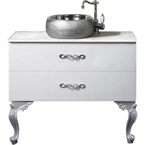 Тумба с раковиной Armadi Art NeoArt 100 белая с ручками Wave хром, с ножками