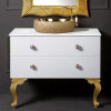 Тумба с раковиной Armadi Art NeoArt 100 белая с ручками Flora золото, с ножками
