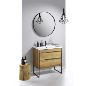 Зеркало круглое Aqwella Fargo черное, 80 см