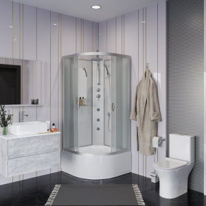 Душевая кабина Niagara Classic NG-2308-14BKTG 90x90 см, с гидромассажем и тропическим душем