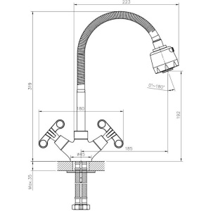Смеситель для кухни Rossinka RS42 RS42-75 с гибким изливом