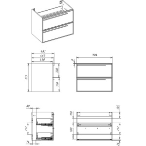 Тумба с раковиной La Fenice Elba Twin 80 серая
