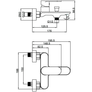 Смеситель для ванны с душем Fashun A3285-7 матовый черный