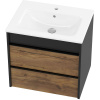 Тумба с раковиной STWORKI Гриндстед 60, дуб таксония, антрацит матовый