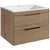 Тумба с раковиной Vincea Chiara 2D, 60, 2 ящика, натуральный дуб, с белой раковиной