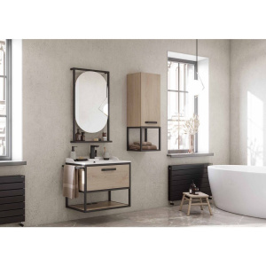 Купить Полка AQUATON Лофт Фабрик дуб эндгрейн в Москве с доставкой Полка AQUATON Лофт Фабрик дуб эндгрейн