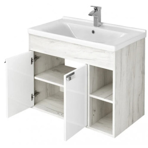 Тумба с раковиной Aquaton Флай 80 1A2374K0FAX10 белая, дуб крафт